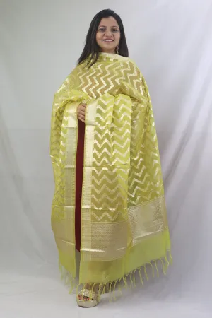 Stunning Yellow Banarasi Organza Dupatta - Perfect for Any Occasion!