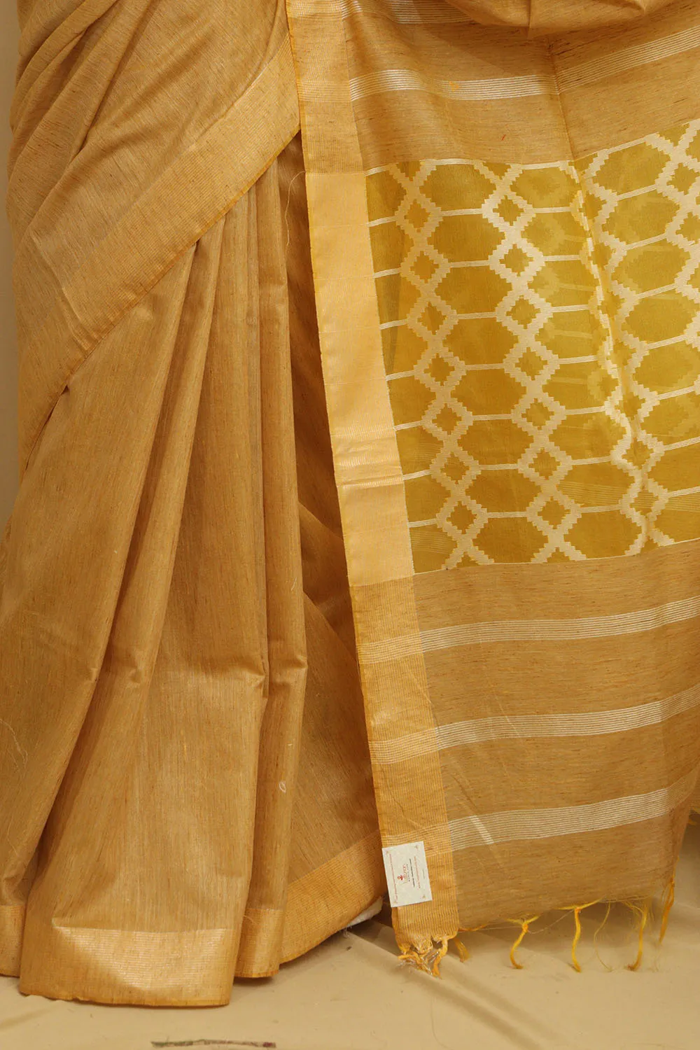 Stunning Yellow Bhagalpur Cotton Silk Saree