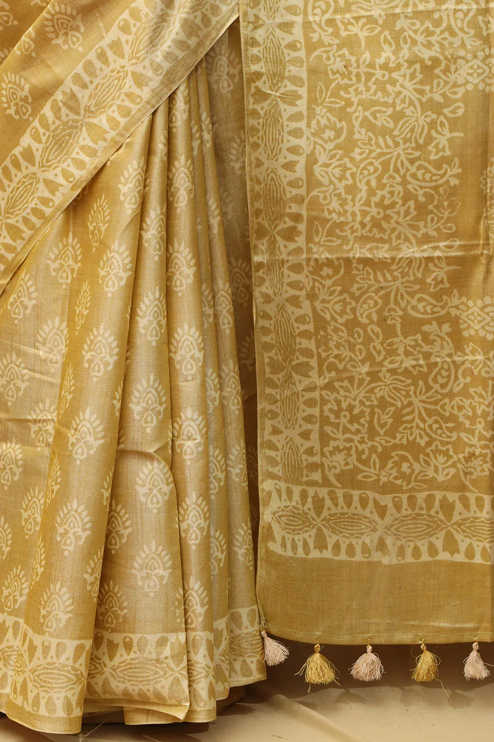 Stunning Yellow Bhagalpur Silk Saree - Elegant and Timeless