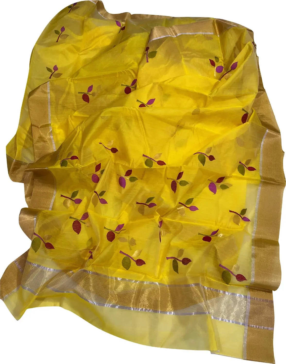 Stunning Yellow Chanderi Silk Cotton Saree