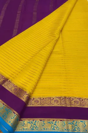 Stunning Yellow Handloom Mysore Pure Crepe Silk Saree