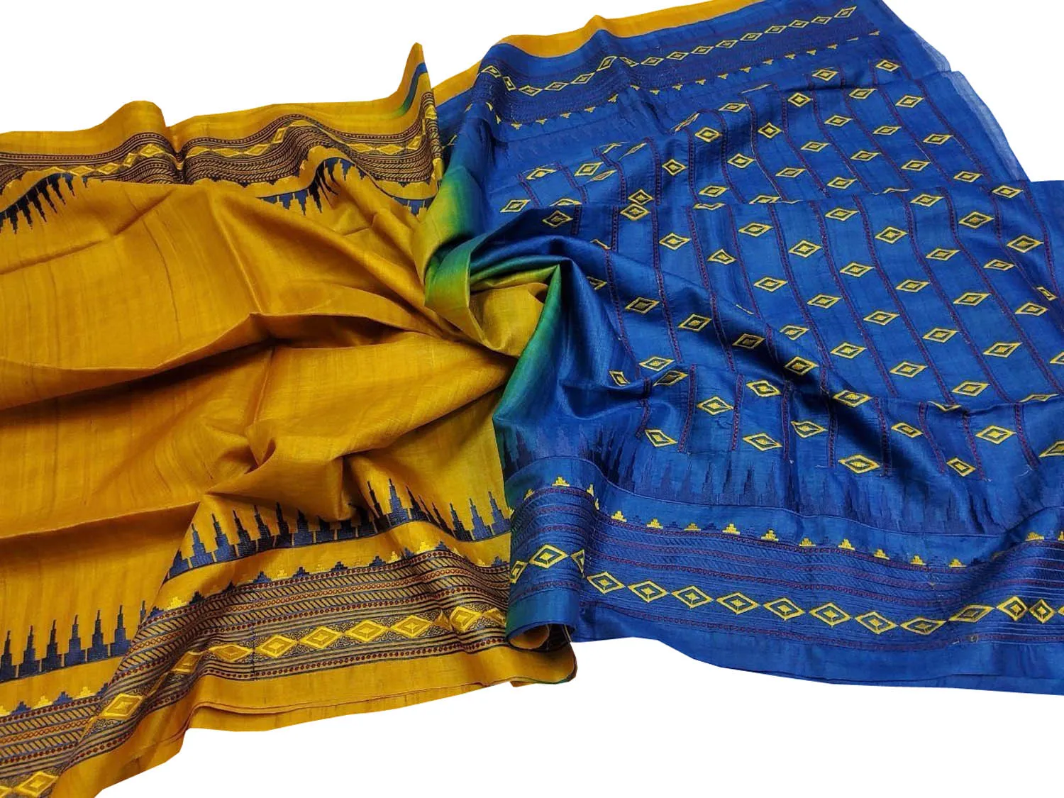 Stunning Yellow Moonga Tussar Silk Embroidered Saree