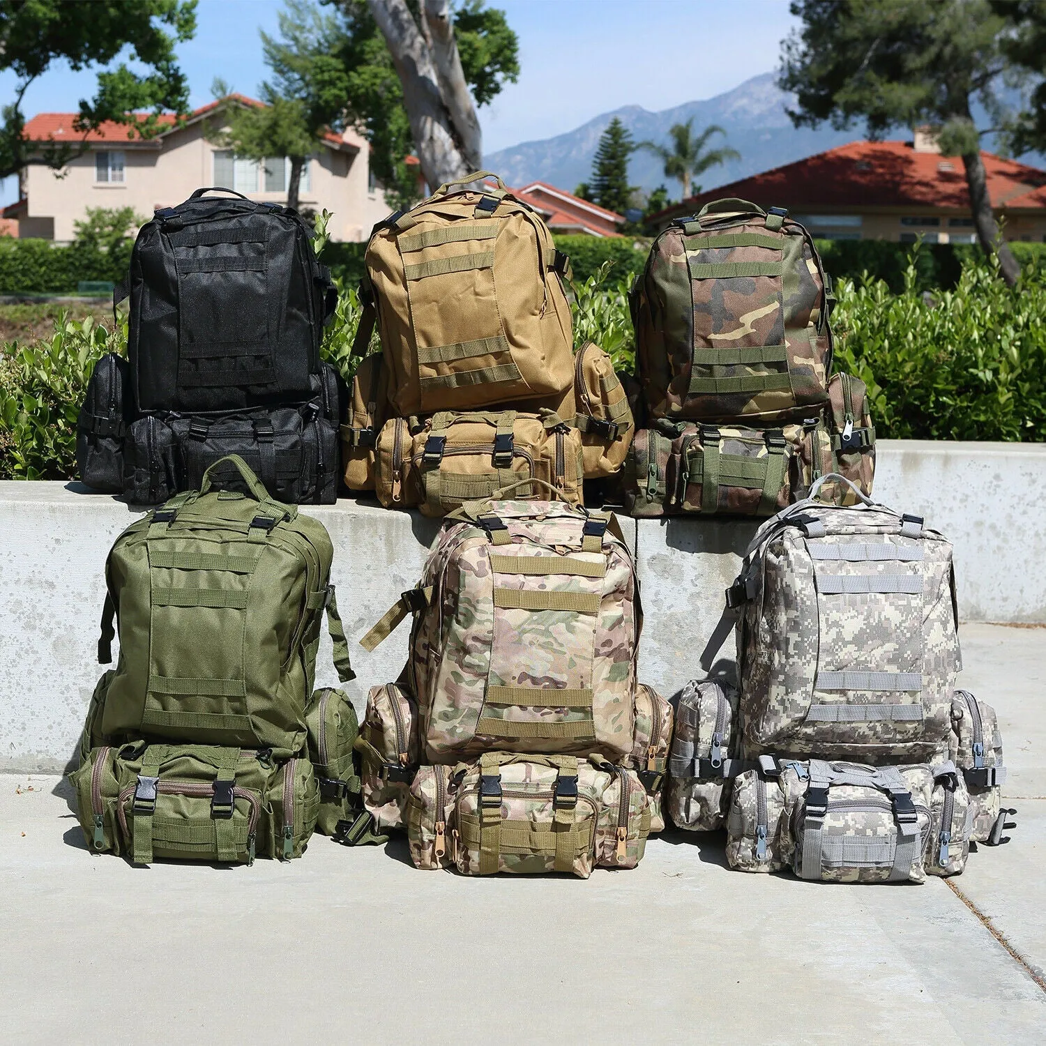 Tactical Backpack Military Molle Rucksack Camping Bag Travel Hiking 60L