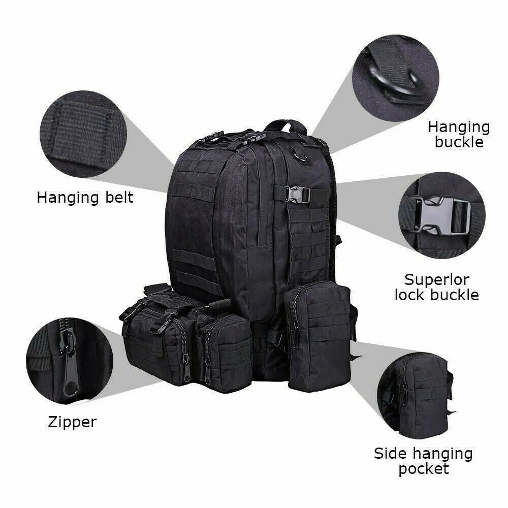 Tactical Backpack Military Molle Rucksack Camping Bag Travel Hiking 60L