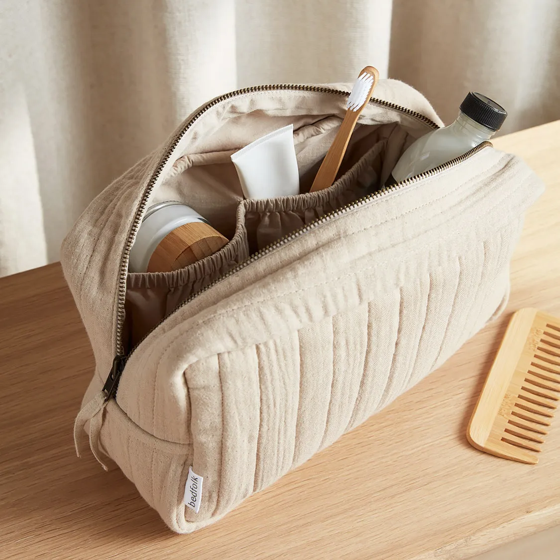 The Dream Cotton Wash Bag - Fawn