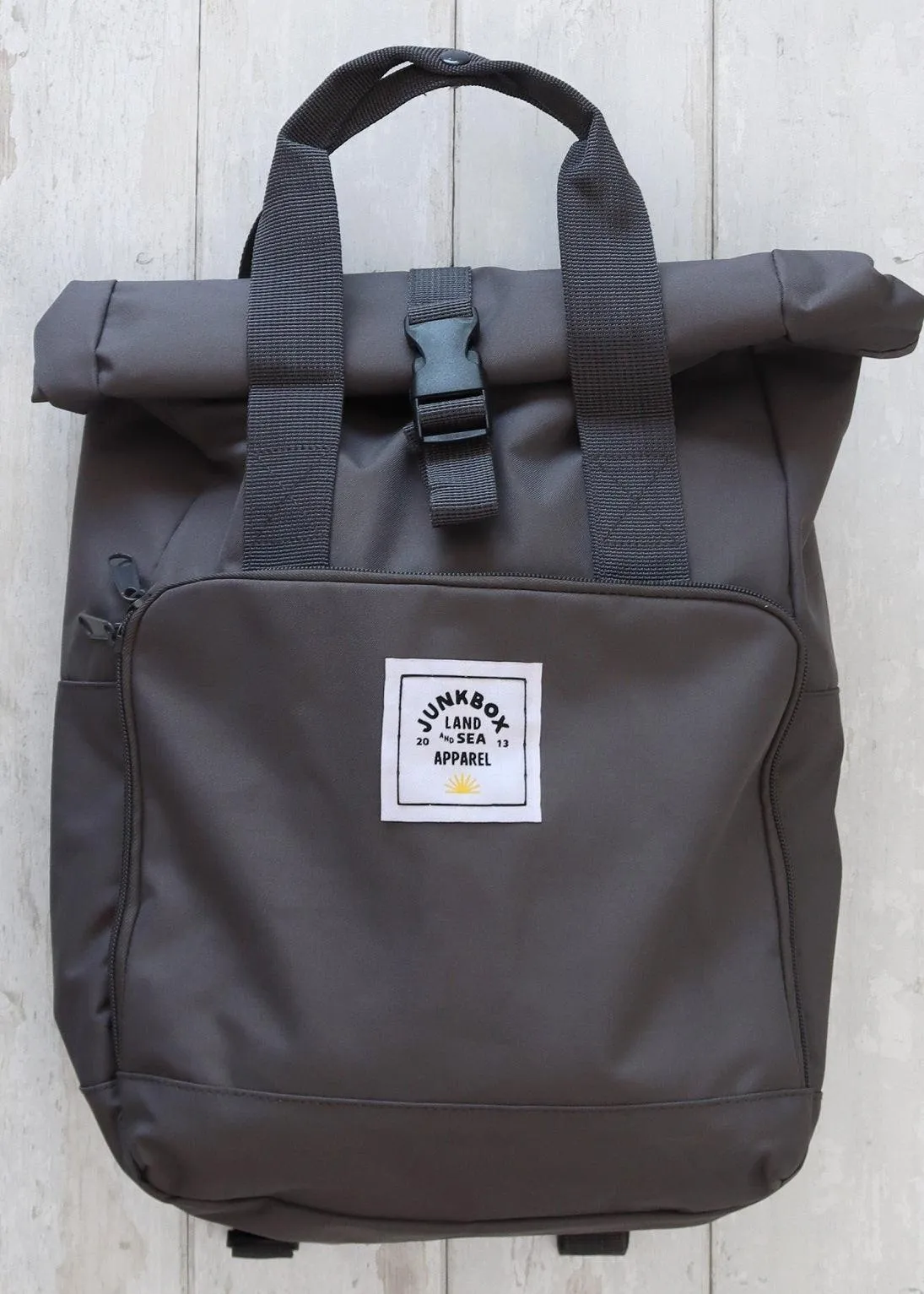 'The Everyday' Recycled Roll-Top Backpack in Charcoal