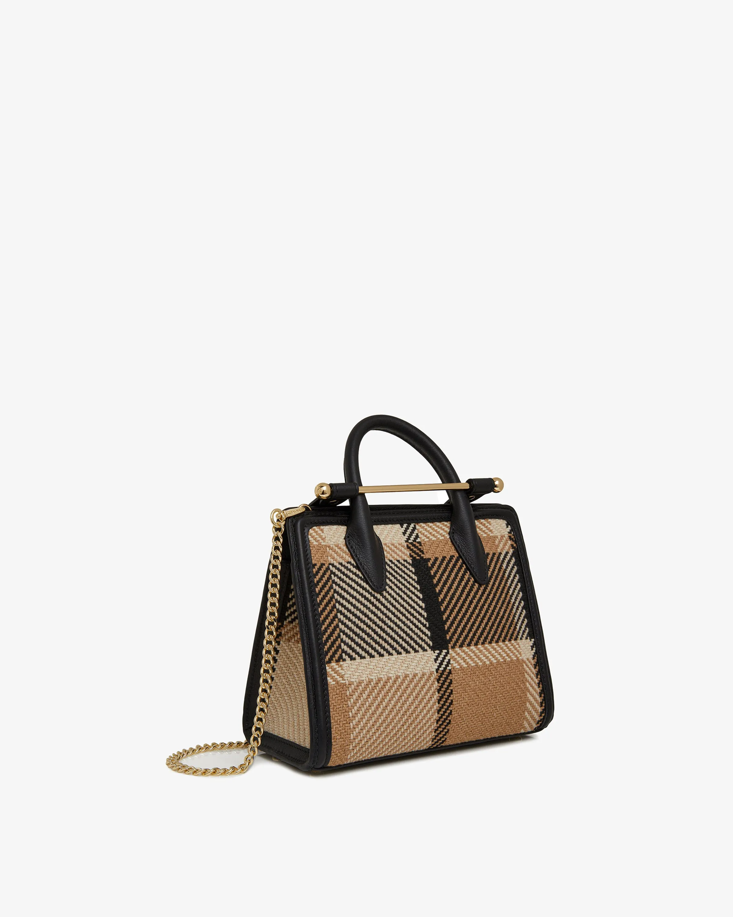 The Strathberry Mini Tote - Black/Camel Tartan