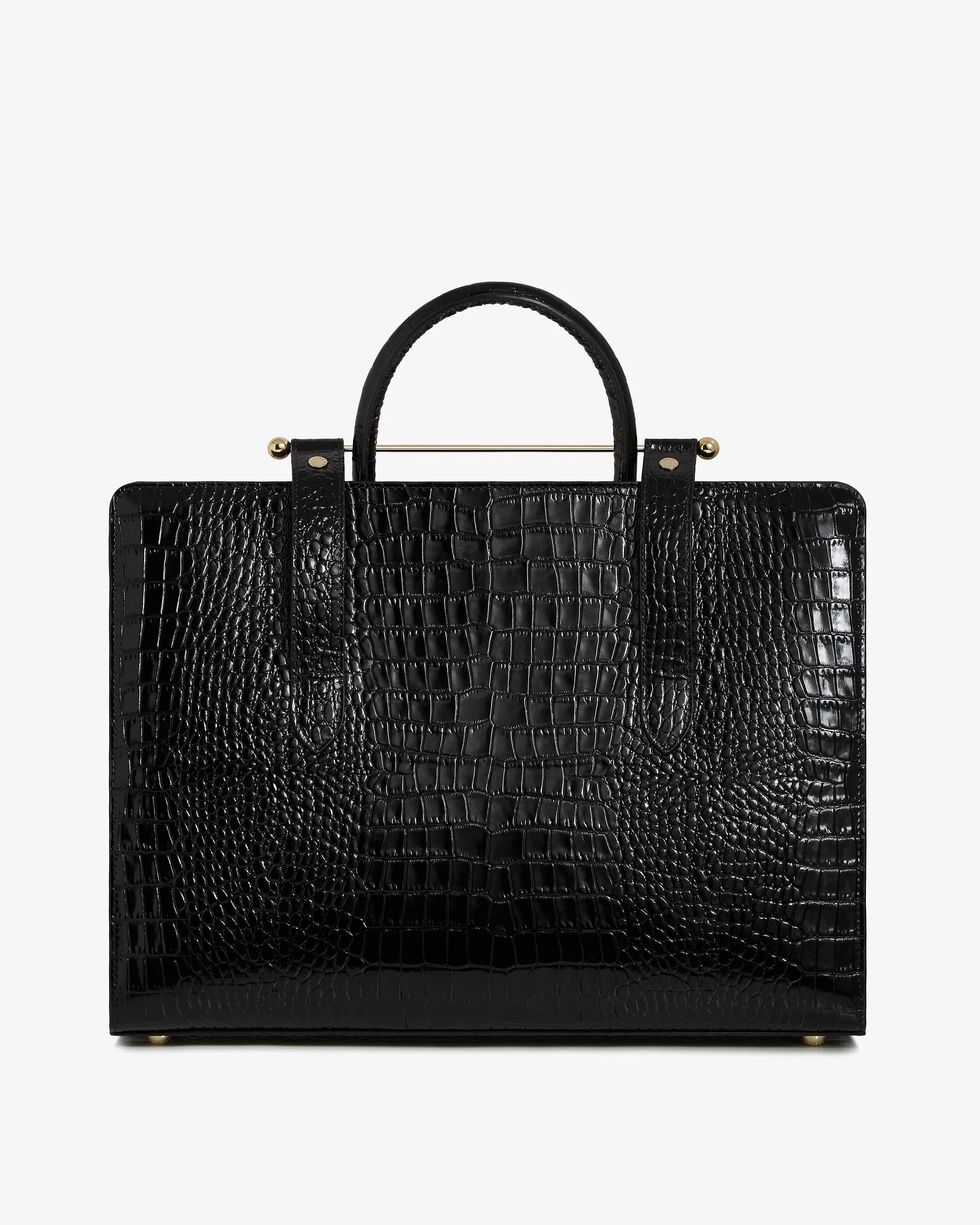 The Strathberry Tote - Croc-Embossed Leather Black