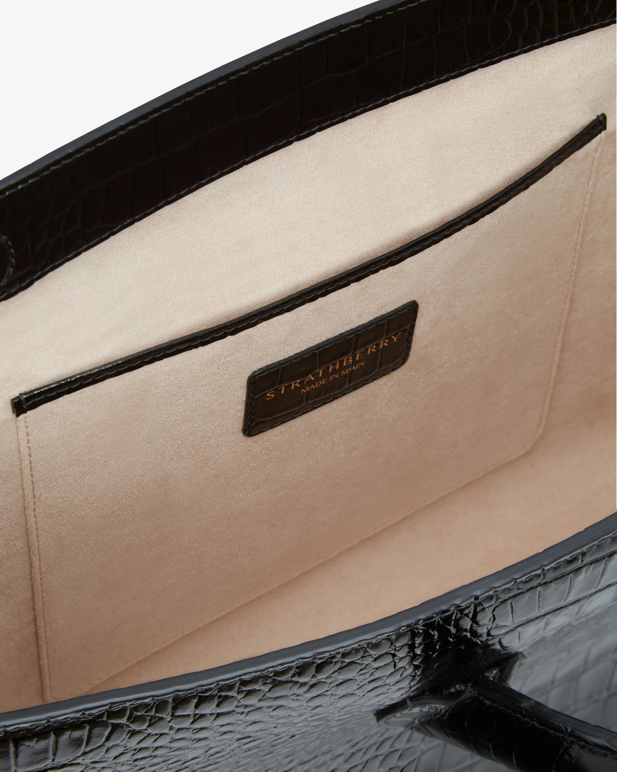 The Strathberry Tote - Croc-Embossed Leather Black