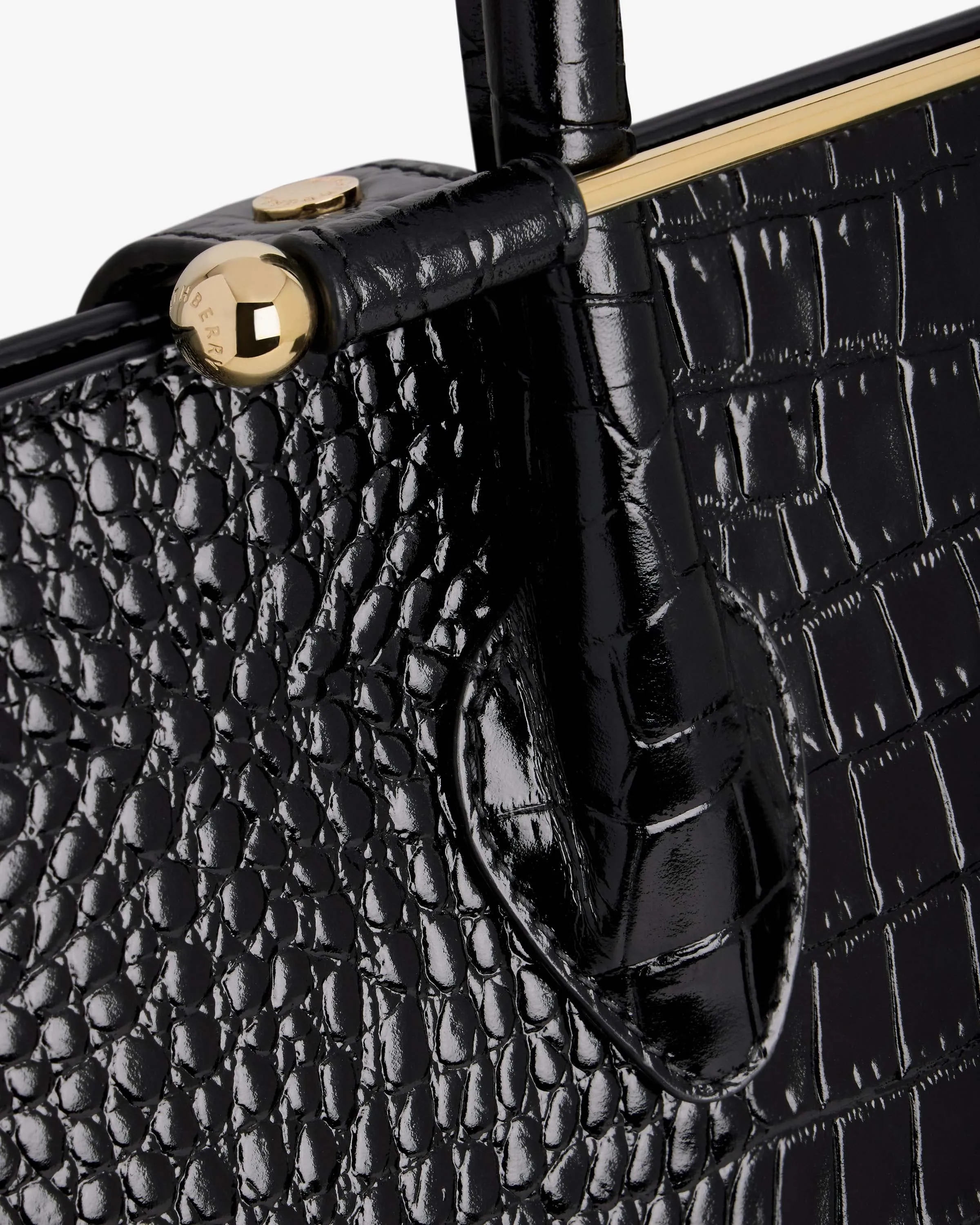 The Strathberry Tote - Croc-Embossed Leather Black