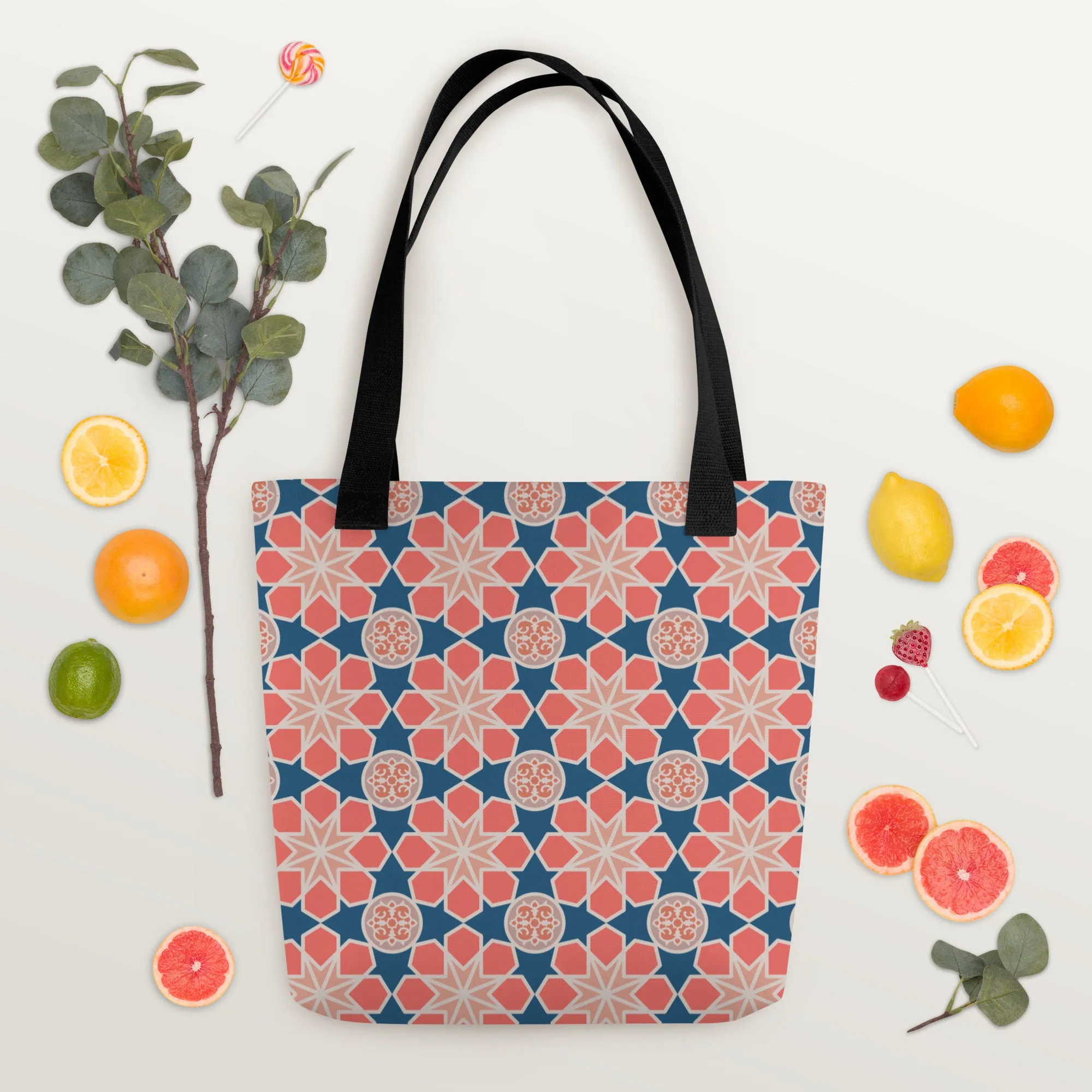 Tote bag - Geometric Arabesque Mash up in Pink