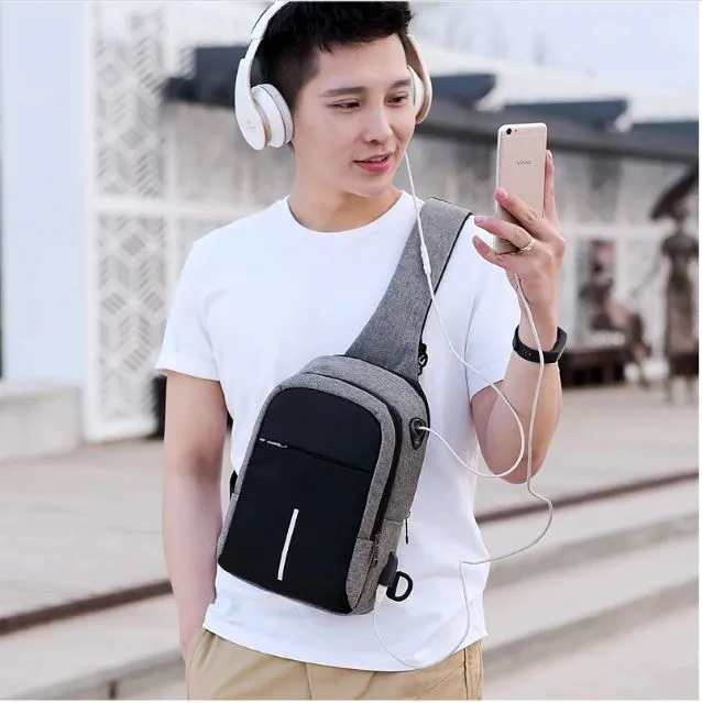 Usb crossbody charging port shoulder bag