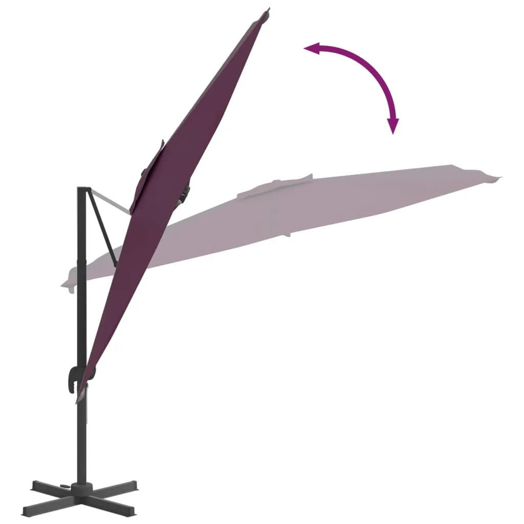 vidaXL Cantilever Garden Parasol with Aluminium Pole Bordeaux Red 400x300 cm