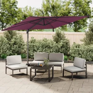 vidaXL Cantilever Garden Parasol with Aluminium Pole Bordeaux Red 400x300 cm