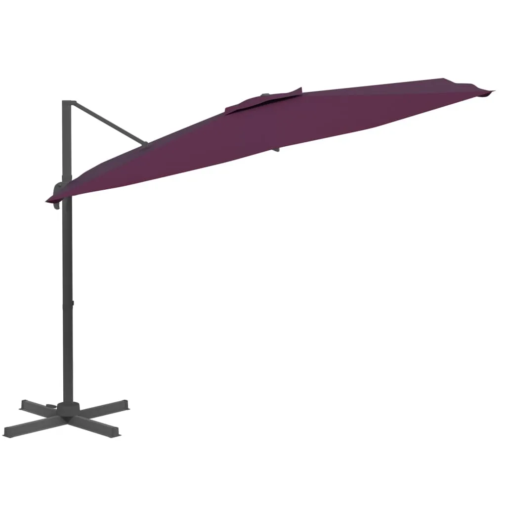 vidaXL Cantilever Garden Parasol with Aluminium Pole Bordeaux Red 400x300 cm