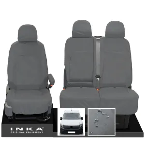 VW Crafter Front 1 2 INKA Tailored Waterproof Seat Covers Grey MY-2017 