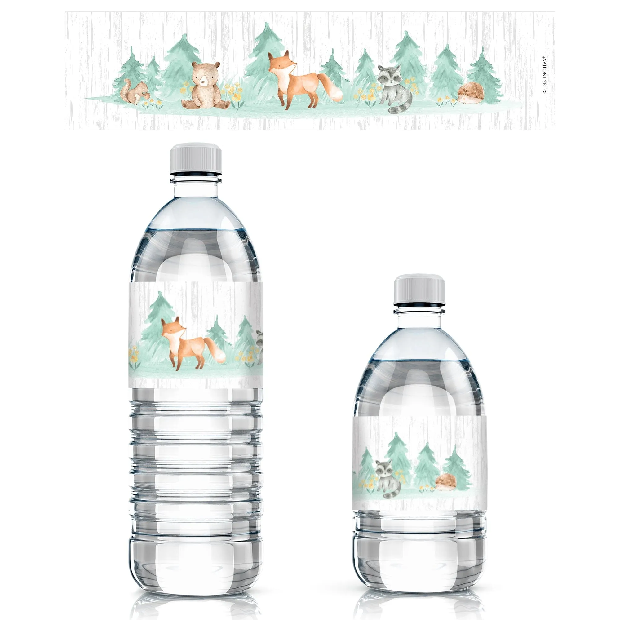 Watercolor Woodland Baby Shower Water Bottle Labels - 24 Count