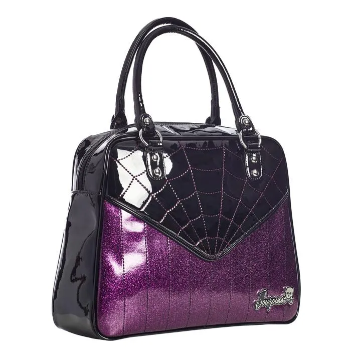 Webbed Bowler Purse w/ Purple Sparkle Details