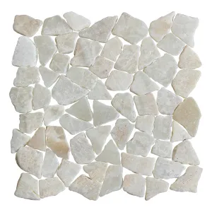 White Quartz - Flat Stone Pebble Tile