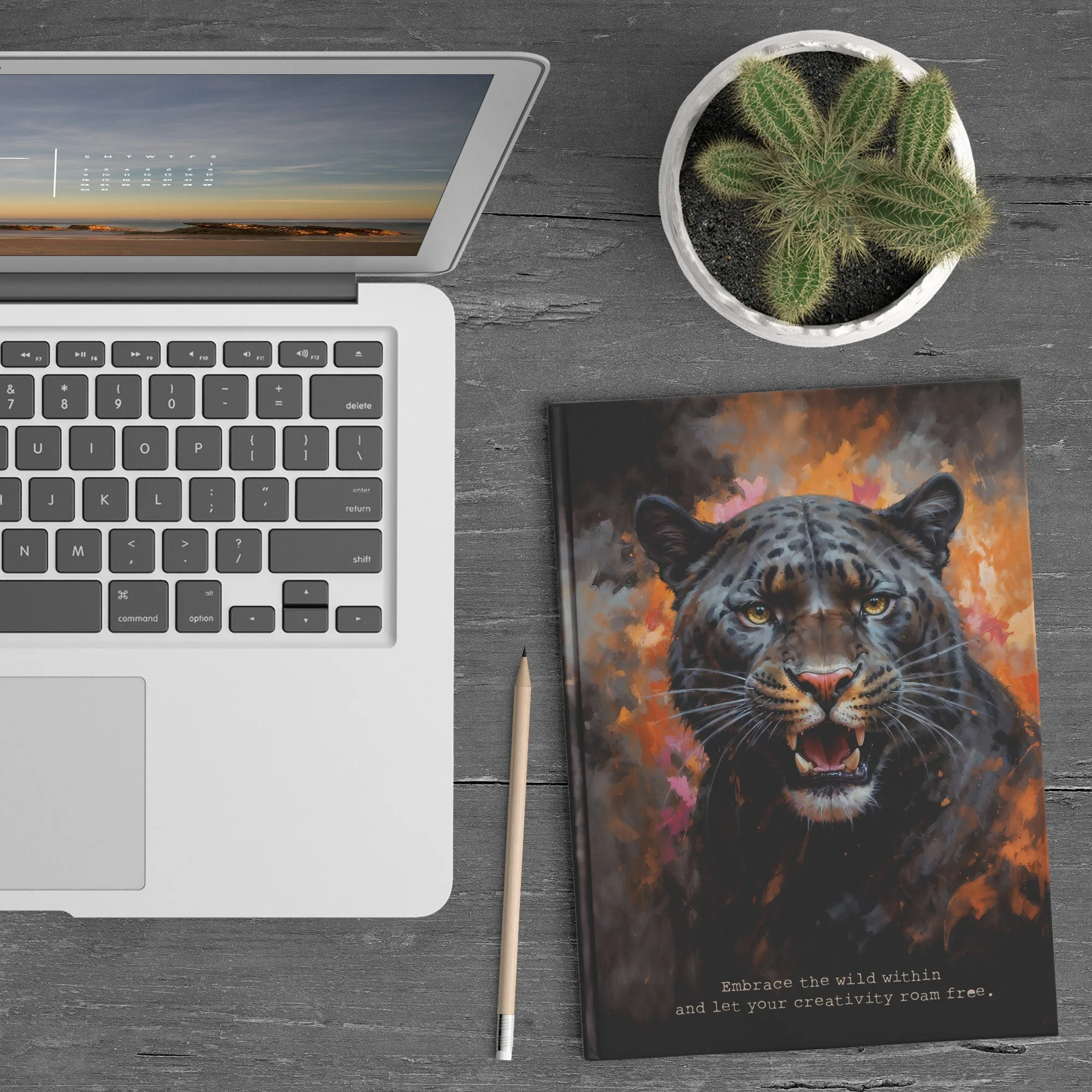 Wild Panther Hardcover Journal: Stunning Oil Painting Design, A4,A5