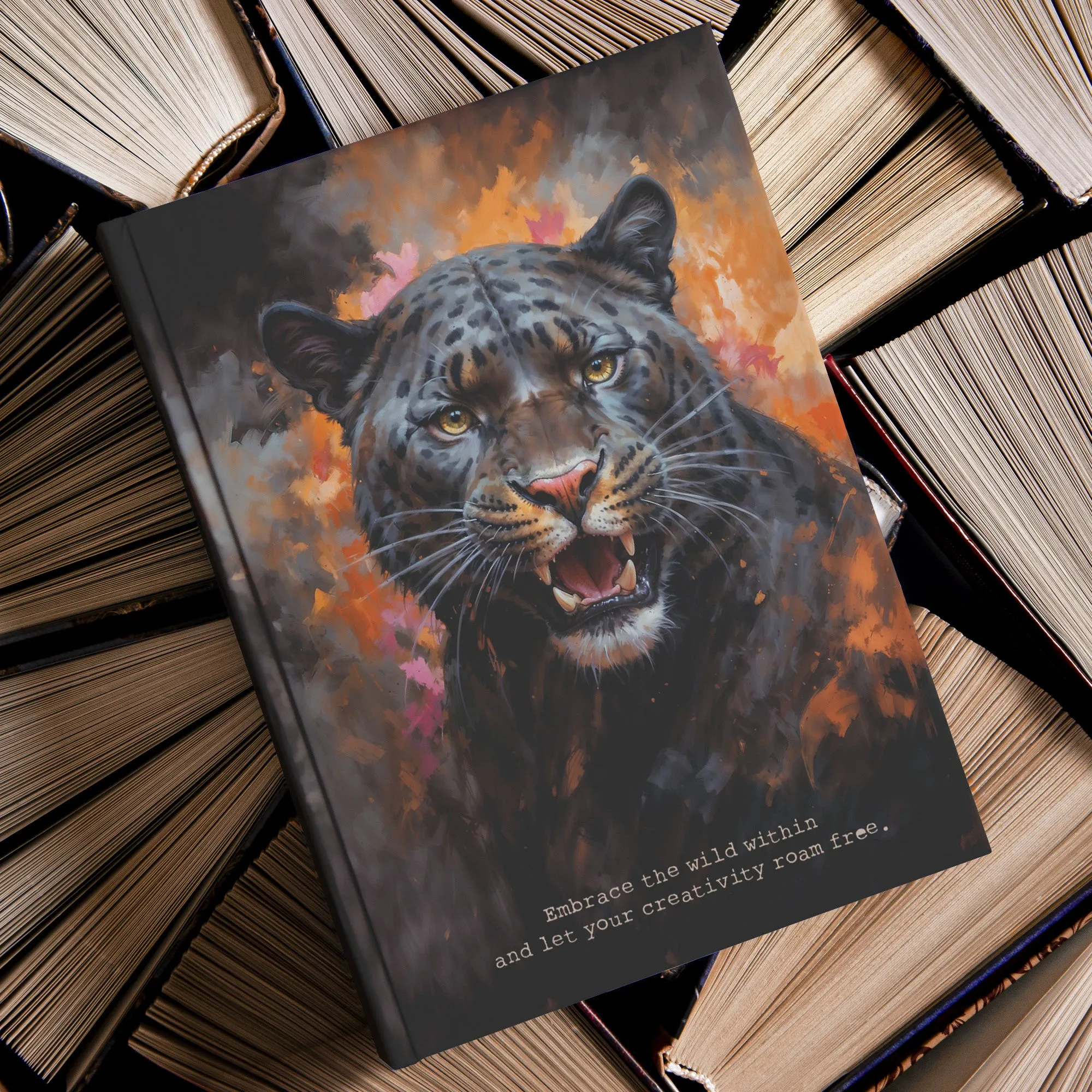 Wild Panther Hardcover Journal: Stunning Oil Painting Design, A4,A5