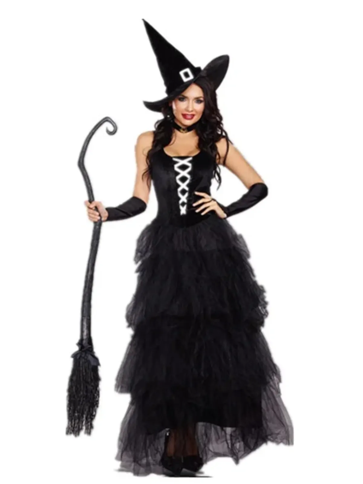 Women Stunning Black Gothic Witch Halloween Costume