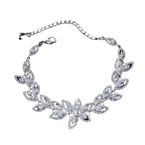 Women Stunning Rhinestone Flower Crystal Bracelets