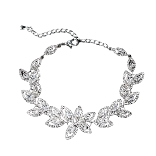 Women Stunning Rhinestone Flower Crystal Bracelets