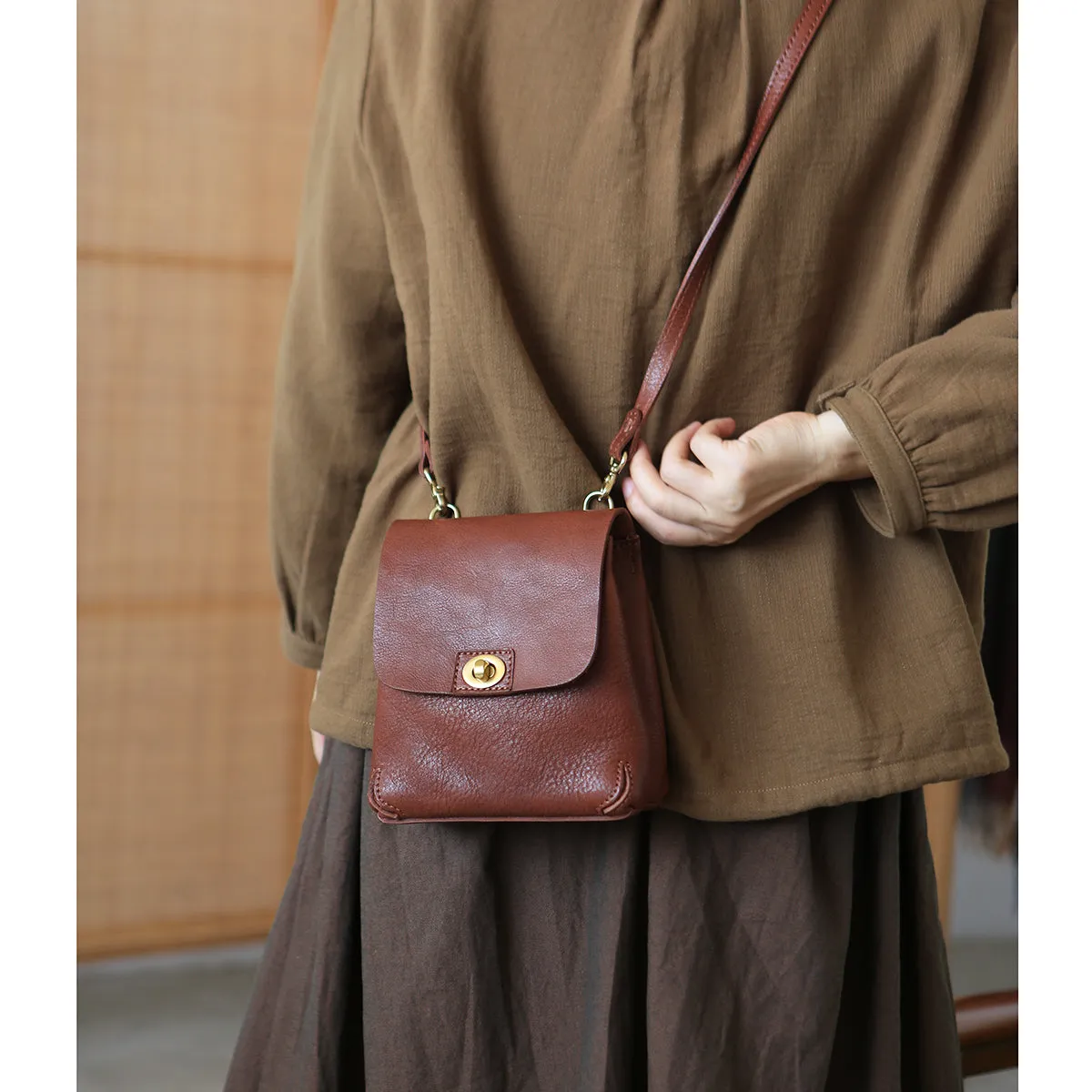 Womens Mini Crossbody Phone Bags Brown Shoulder Bag