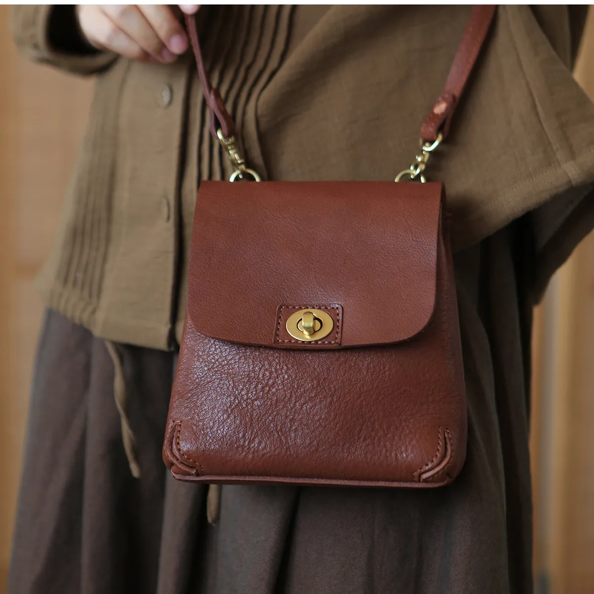 Womens Mini Crossbody Phone Bags Brown Shoulder Bag