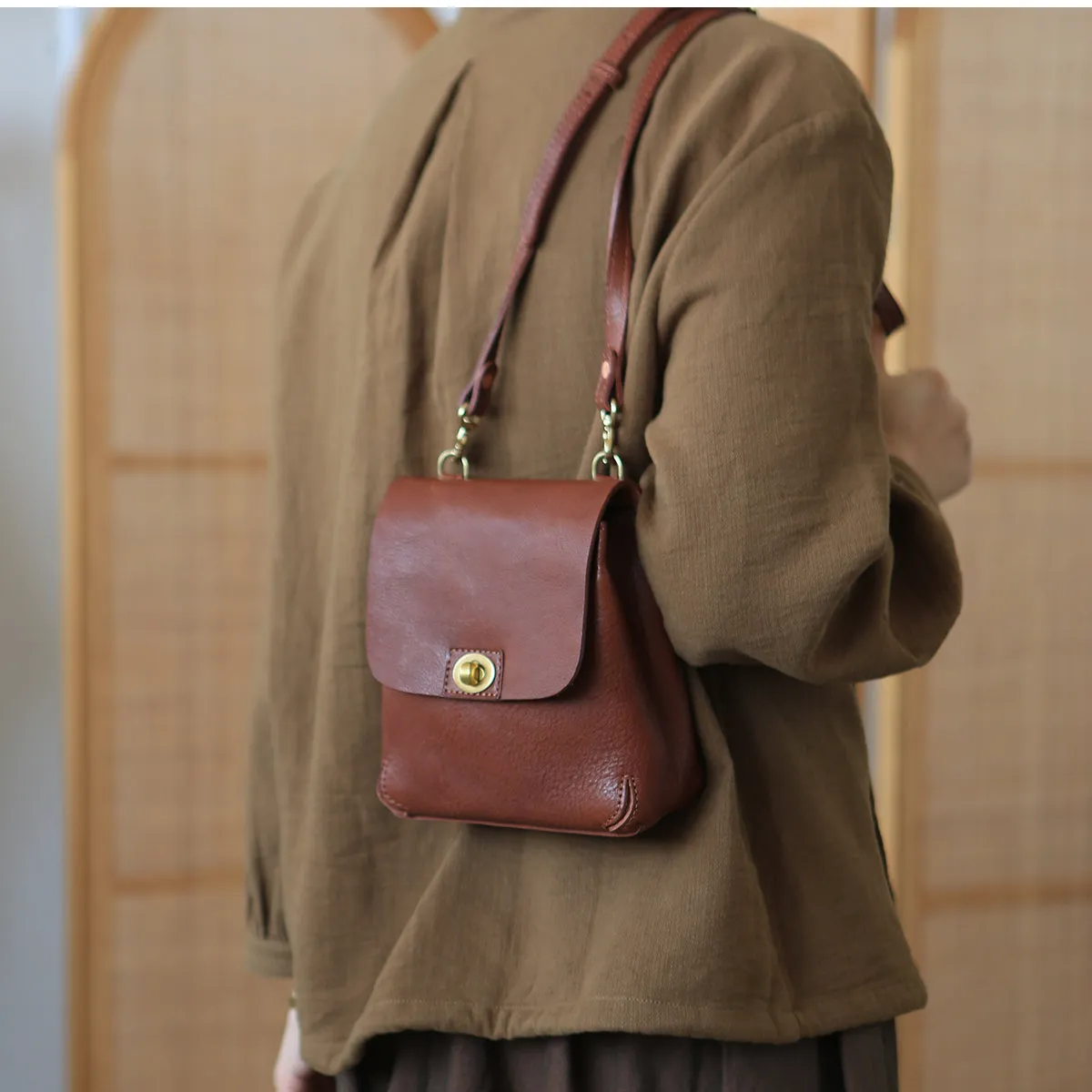 Womens Mini Crossbody Phone Bags Brown Shoulder Bag