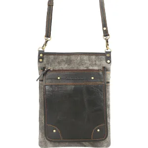 Women's Vaan and Co. Vela Crossbody Grey/Black Leather