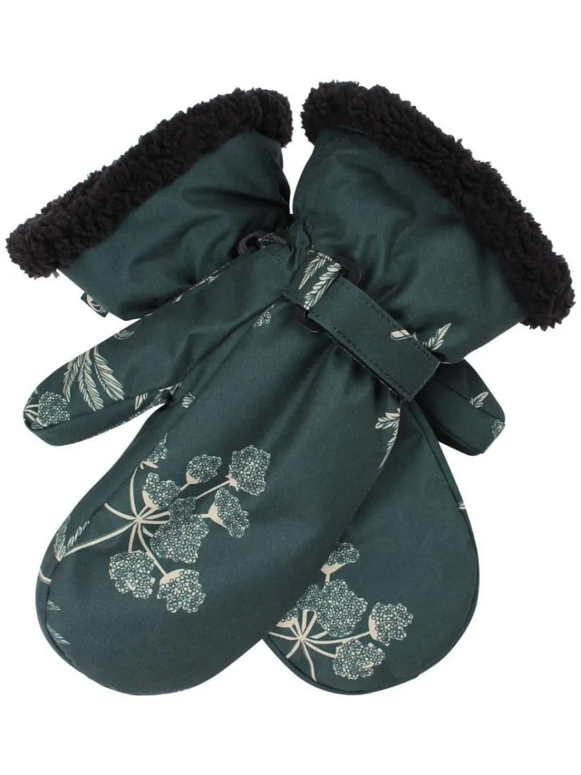 Women's Waterproof Winter Mittens: Hemlock Print