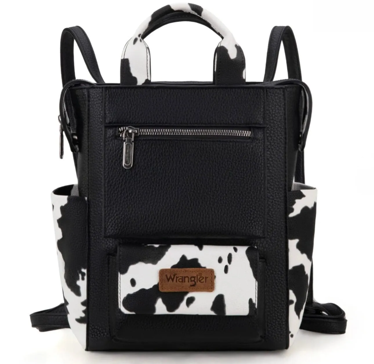 Wrangler Black Cow Print Tote/ Shoulder Bag Convertible Backpack