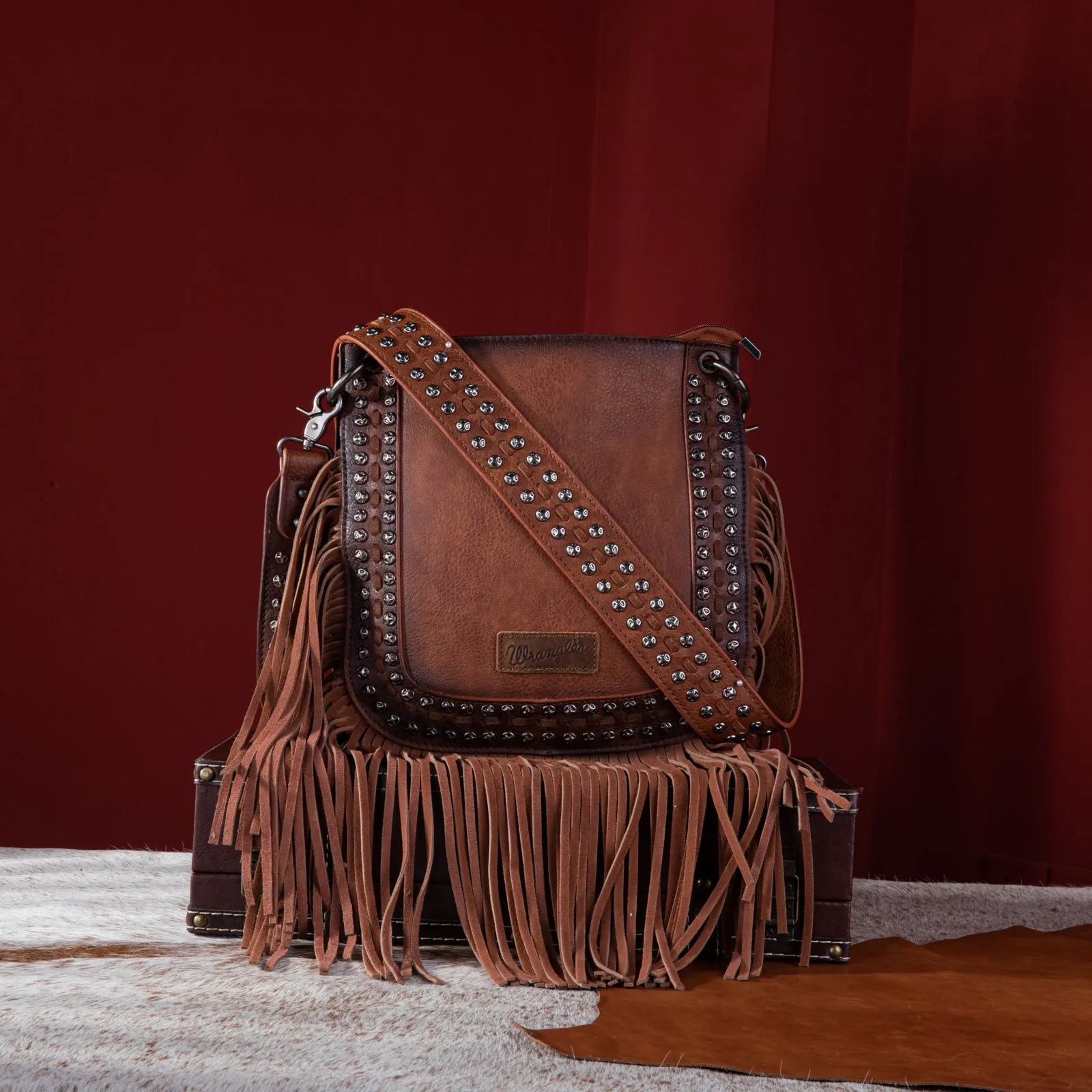 Wrangler Rivets Fringe Concealed Carry Crossbody Bag