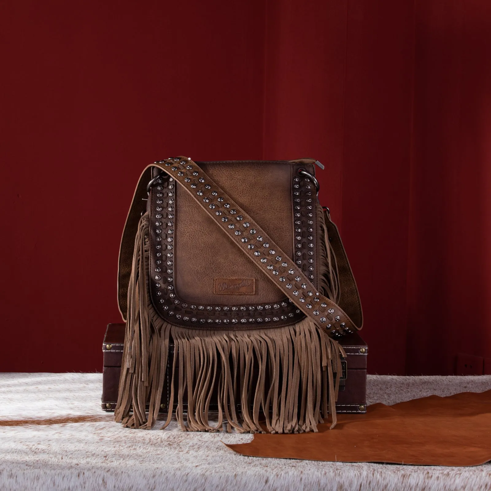 Wrangler Rivets Fringe Concealed Carry Crossbody Bag