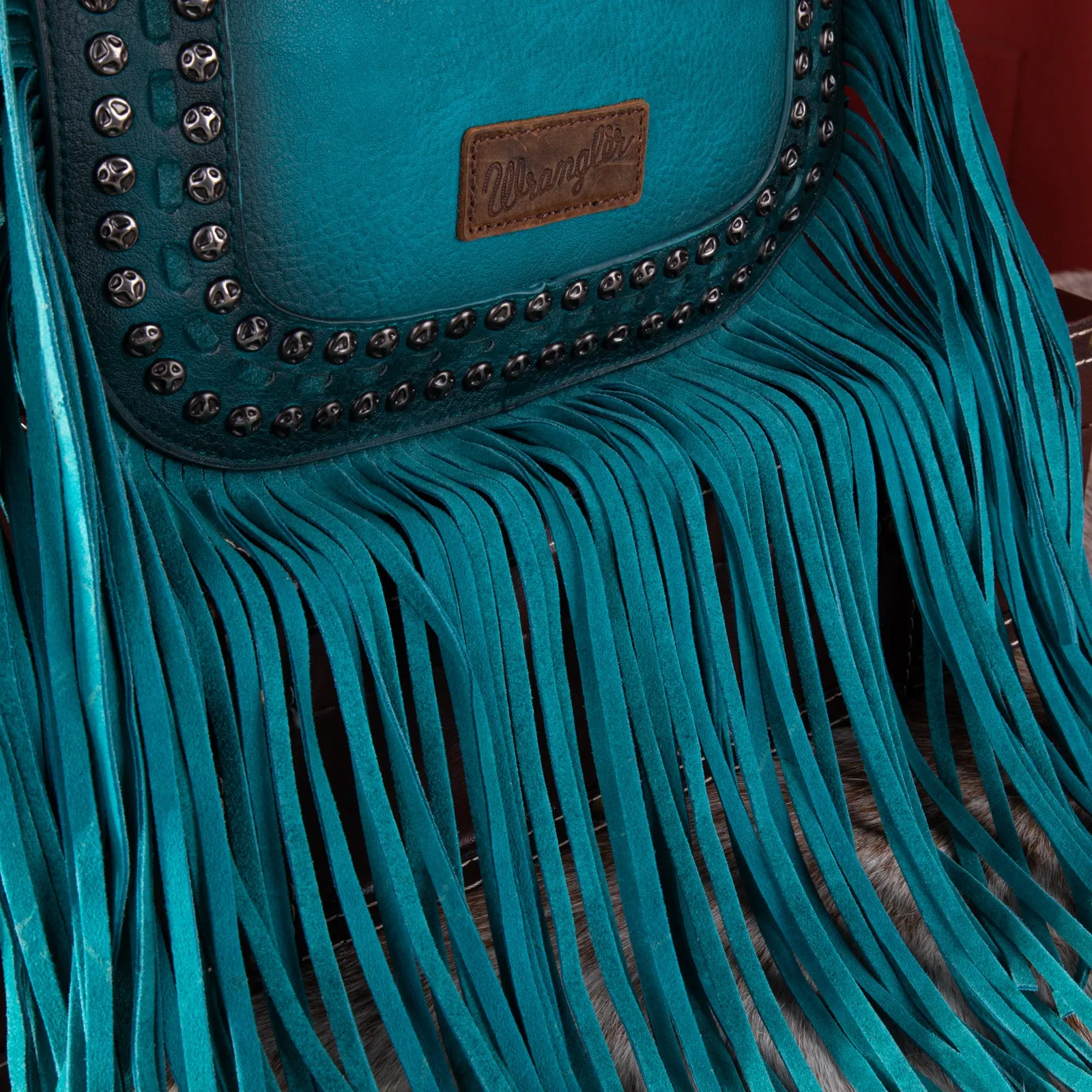 Wrangler Rivets Fringe Concealed Carry Crossbody Bag