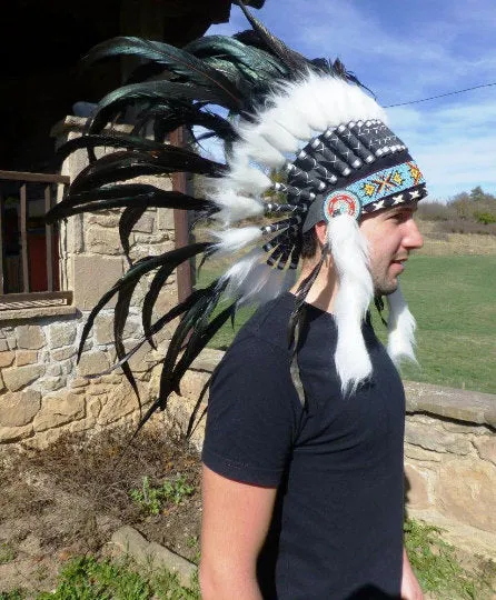 X24 Stunning Indian Feather Headdress Natural color