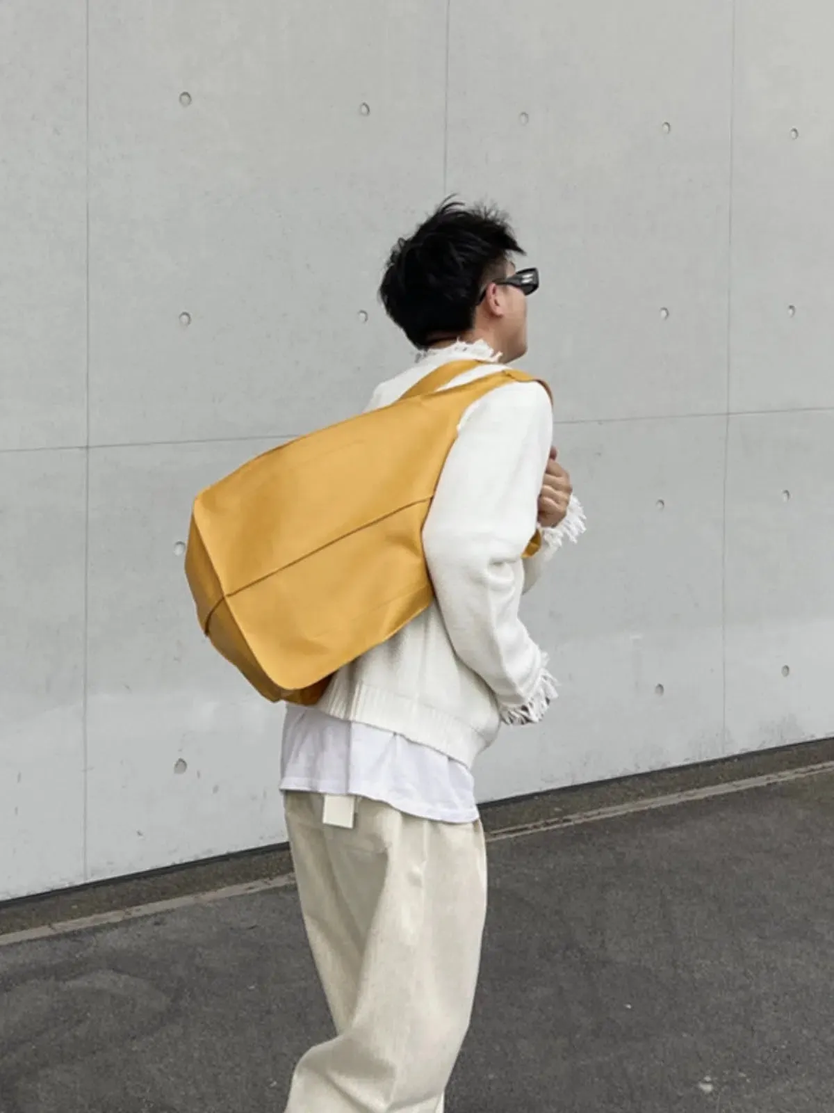 Yellow Leather Shopping Bag