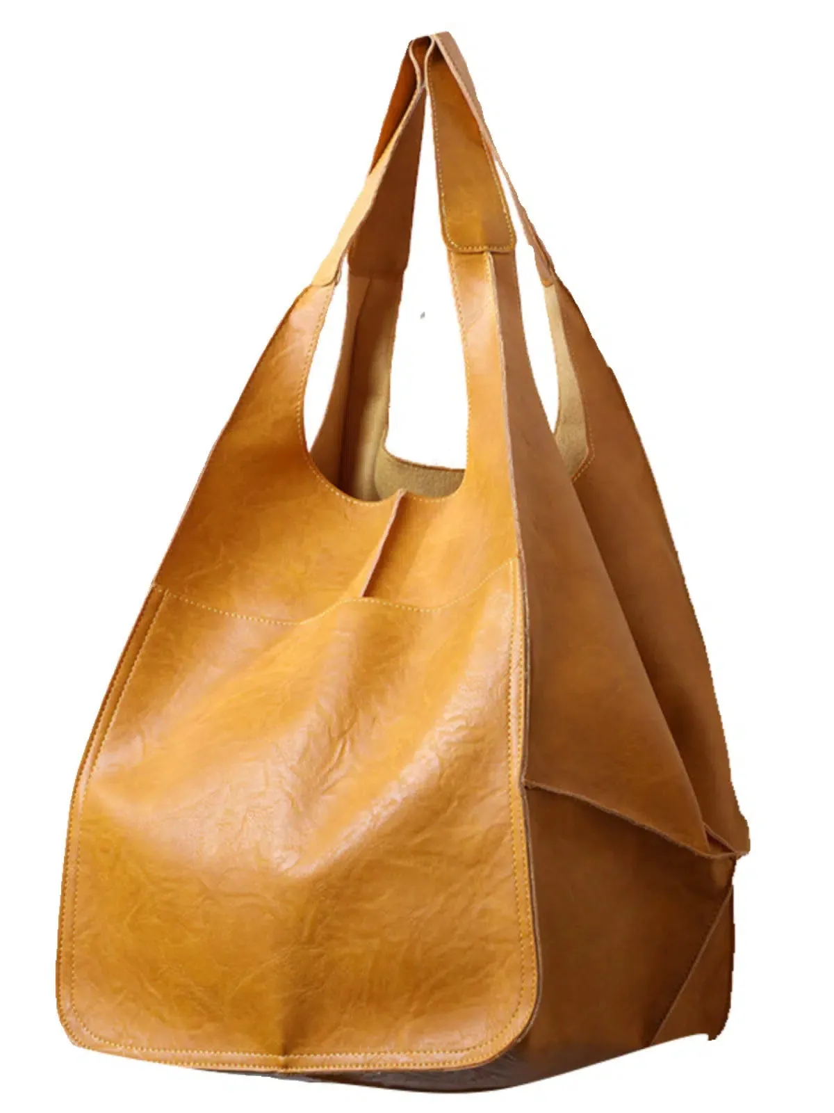 Yellow Leather Shopping Bag