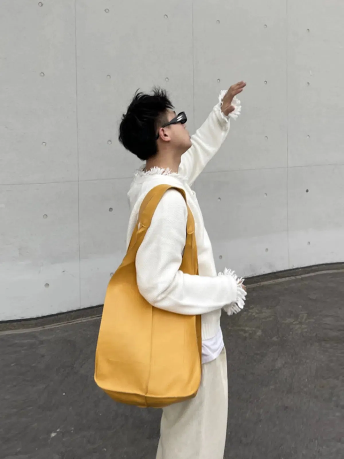 Yellow Leather Shopping Bag