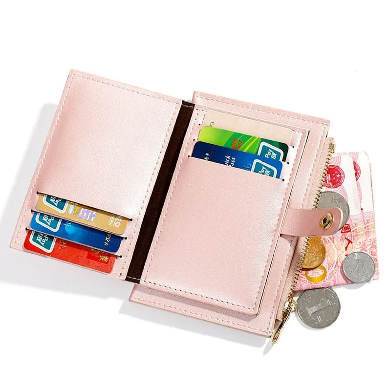 Zipper Coin Purse with Credit Card Holder in Soft Leather