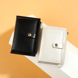 Zipper Coin Purse with Credit Card Holder in Soft Leather