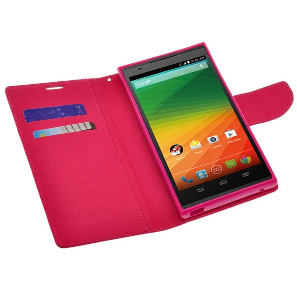 ZTE ZMAX Case, Wrist Strap Magnetic Fold[Kickstand] Pu Leather Wallet Case with ID & Credit Card Slots for ZTE ZMAX - Hot Pink